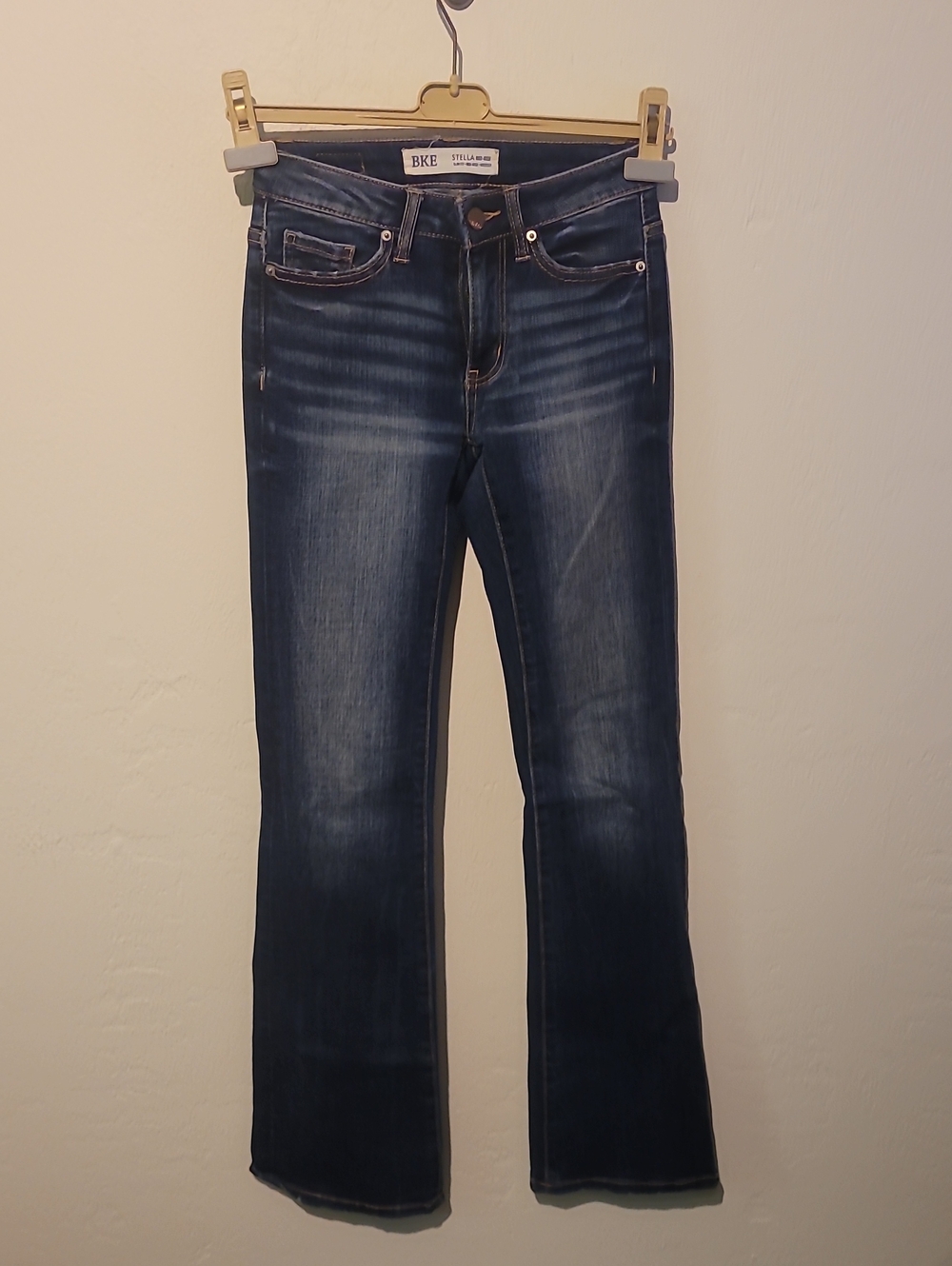 BKE Stella Mid-Rise Dark Blue Distressed Jeans